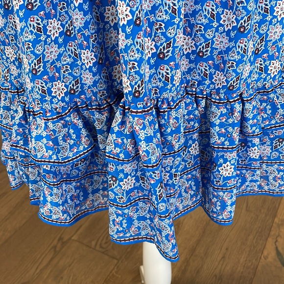 Max Studio V-Neck Flutter Sleeve Short Mini Dress Blue Floral Rosette Small - Picture 6 of 9